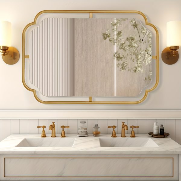 Gold Bathroom Mirror with Square Metal Frame 24