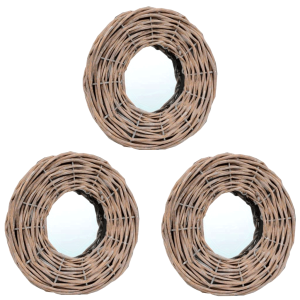 3 Handmade Wicker Mirrors. Feature a Real Wicker Frame. Exquisite Craftsmanship and Natural Colors. Can Be Used in Hallways, Bathrooms, etc. Each Mirror is Unique.