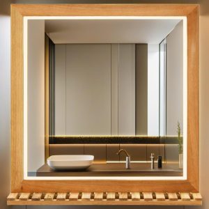 Solid Wood Walnut Bathroom Mirror 23. 6x4. 7x24. 4 Stylish Design for Modern Spaces