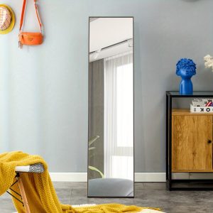 3rd generation gray solid wood frame full length mirror, dressing mirror, bedroom porch, decorative mirror, clothing store, floor mounted large mirror, wall mounted