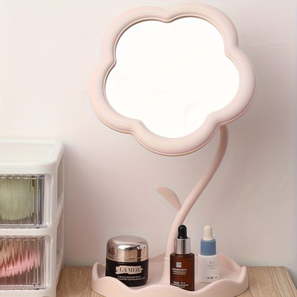 Flower-Shaped Makeup Mirror, Desk Vanity Mirror With Jewelry Storage, High-Definition Cosmetic Mirror, Cute Sunflower Design For  Room Decor