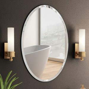 Oval Beveled Polished Frameless Wall Mirror For Bathroom, Vanity, Bedroom (20